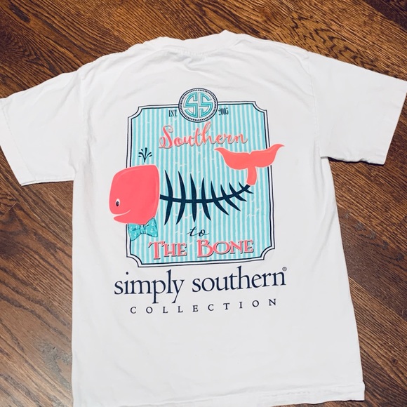 Simply Southern Other - [2 for $20] Simply Southern White S/S Tee: Size L